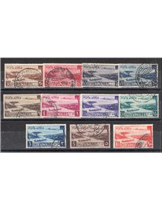 Occup. Straniere delle Colonie - Somalia Afis - 1950/51 - P.A. Aereo e Vedute, serie n° 1/11. Cert.: IC. Cat. € 475 (U)