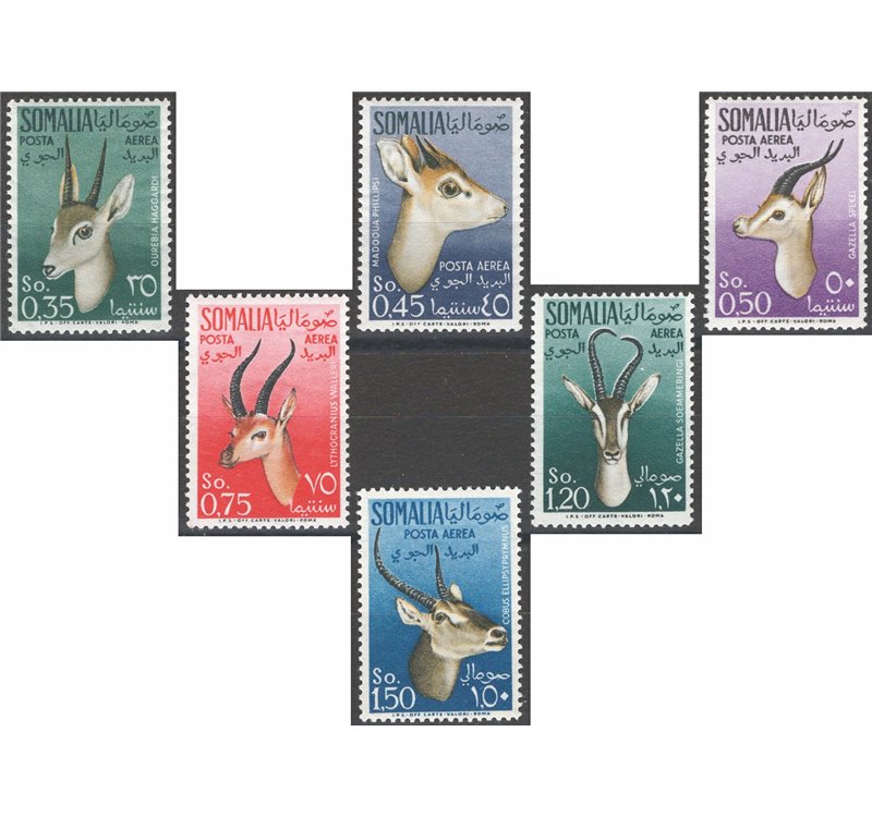 Occup. Straniere delle Colonie - Somalia AFIS - 1955 - P.A. Animali, serie n° 26/31. Cat. € 50 (**)