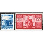 1945/48 - Democratica, serie n° 543/65 con ottima centratura. Cert.: IC. Cat. € 2.025 (**)