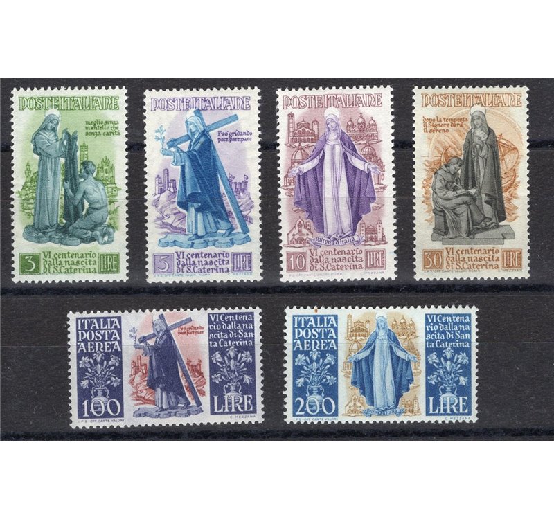 1948 - Santa Caterina, serie n° 574/77 + P.A. 146/47. Cert.: IC. Cat. € 220 (**)