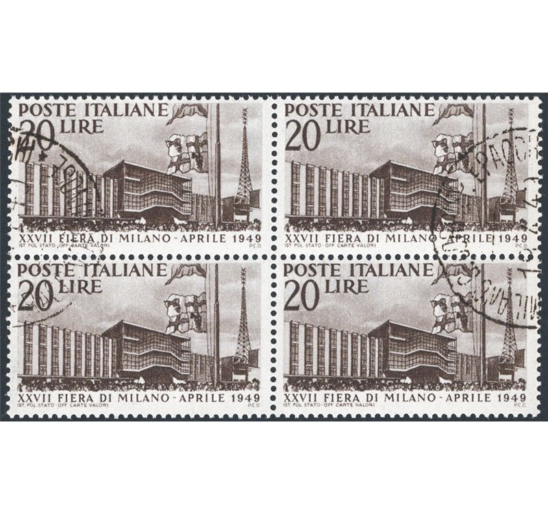 1949 - Fiera di Milano, n° 598 in quartina. Cat. € 50 (U)