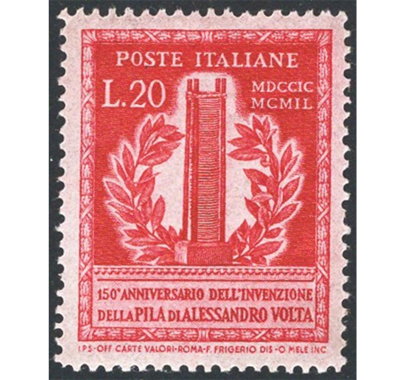 1949 - Volta 20 £ carminio dent. 14¼x14¼, senza filigrana, Sass. Spec. n° 75. Cat. € 125 (**)