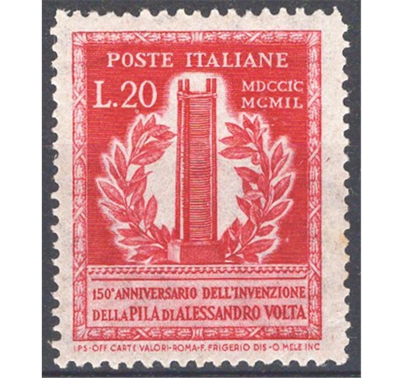 1949 - Volta 20 £ carminio dent. 13¼x14 (13,30x13,90), posiz. di filigrana “CS”, Sass. Spec. n° 77. Firm.: Chia. Cat. € 40 (**)