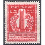 1949 - Volta 20 £ carminio dent. 13¼x14 (13,30x13,90), posiz. di filigrana “CS”, Sass. Spec. n° 77. Firm.: Chia. Cat. € 40 (**)