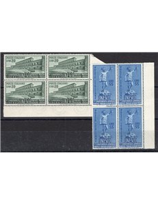 1950 - Unesco, serie n° 618/19 in quartina. Cert.: Partenophil. Cat. € 425 (**)