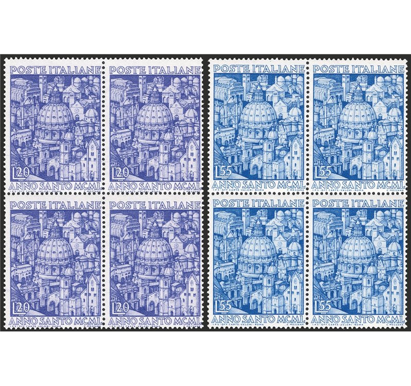 1950 - Anno Santo, serie n° 620/21 in quartina. Cat. € 500 (**)
