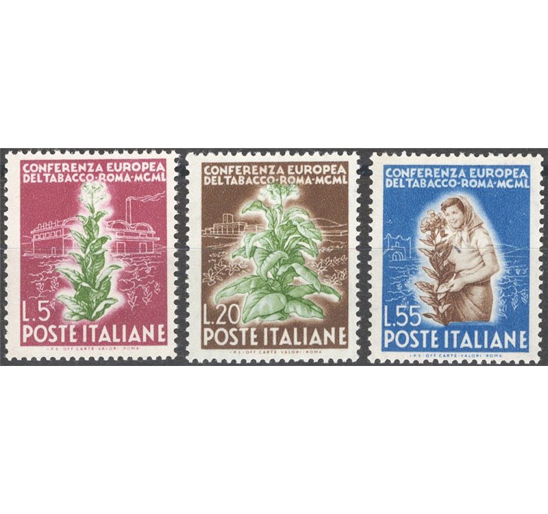 1950 - Tabacco, serie n° 629/31. Cat. € 120 (**)