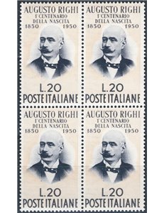 1950 - Righi, n° 633 in quartina. Cat. € 33 (**)