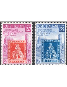 1951 - Toscana, serie n° 653/54. Cat. € 60 (**)