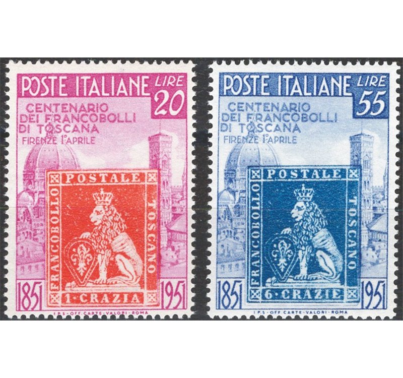 1951 - Toscana, serie n° 653/54. Cat. € 60 (**)
