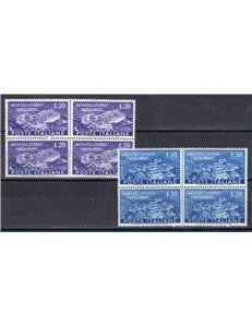 1951 - Montecassino, serie n° 664/65 in quartina. Cert.: IC. Cat. € 475 (**)