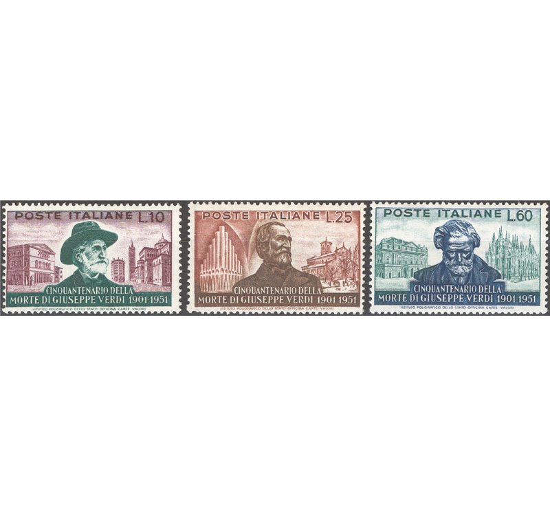 1951 - Verdi, serie n° 677/79. Cat. € 80 (**)