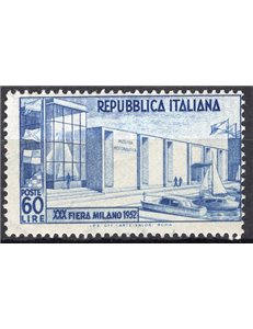 1952 - Fiera di Milano 60 £ con filigrana lettere a sinistra e posizione della ruota "CS" dent. 14x14¼. Cat. € 150 (**)