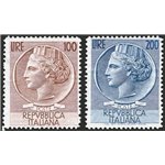 1954 - Turrita formato grande filigrana ruota, serie n° 747/48. Cat. € 180 (**)