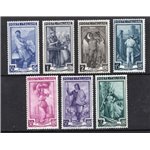 1955/57 - Italia al Lavoro filigrana stelle, serie n° 754/60. Cat. € 150 (**)