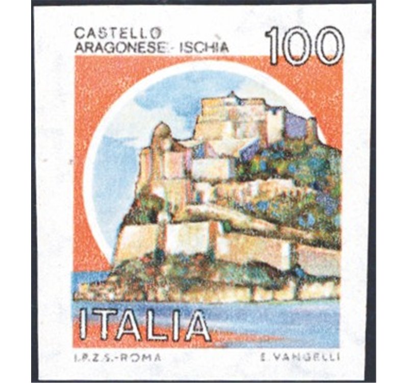 1980 - Castelli 100 £ Aragonese Ischia non dent., n° 1511. Cert.: IC (**)
