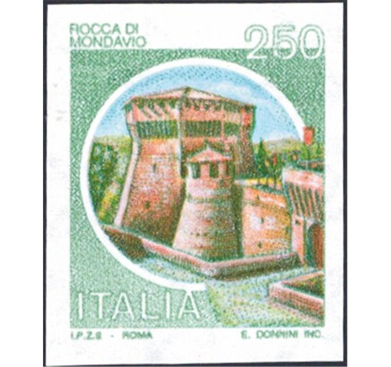 1980 - Castelli 250 £ Rocca di Mondavio non dent., n° 1517. Cert.: IC (**)