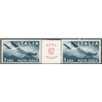 1947 - P.A. Manifestazioni Raduno Filatelico di Venezia Democratica 1 £ (n° 126) in coppia con interspazio con logo della manife