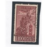 1948 - P.A. Campidoglio 1.000 £ bruno rosso dent. 14,15x14,15 con posiz. filigrana “DA”, Sass. Spec. n° 24. Cat. € 50 (U)