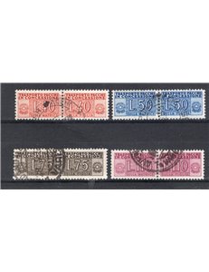 1953/55 - Pacchi in concessione cifra sulle due sezioni filigrana ruota, serie n° 1/4. Cert.: Apicella. Cat. € 400 (U)
