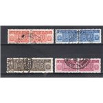 1953/55 - Pacchi in concessione cifra sulle due sezioni filigrana ruota, serie n° 1/4. Cert.: Apicella. Cat. € 400 (U)