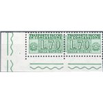 1966 - Pacchi in concessione 70 £ verde angolo di foglio, n° 8. Cat. € 55 (**)