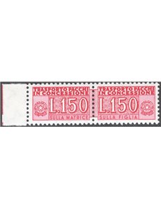 1968 - Pacchi in concessione 150 £ carminio stampa su carta fluorescente, n° 16A. Cert.: ED. Cat. € 15 (**) 