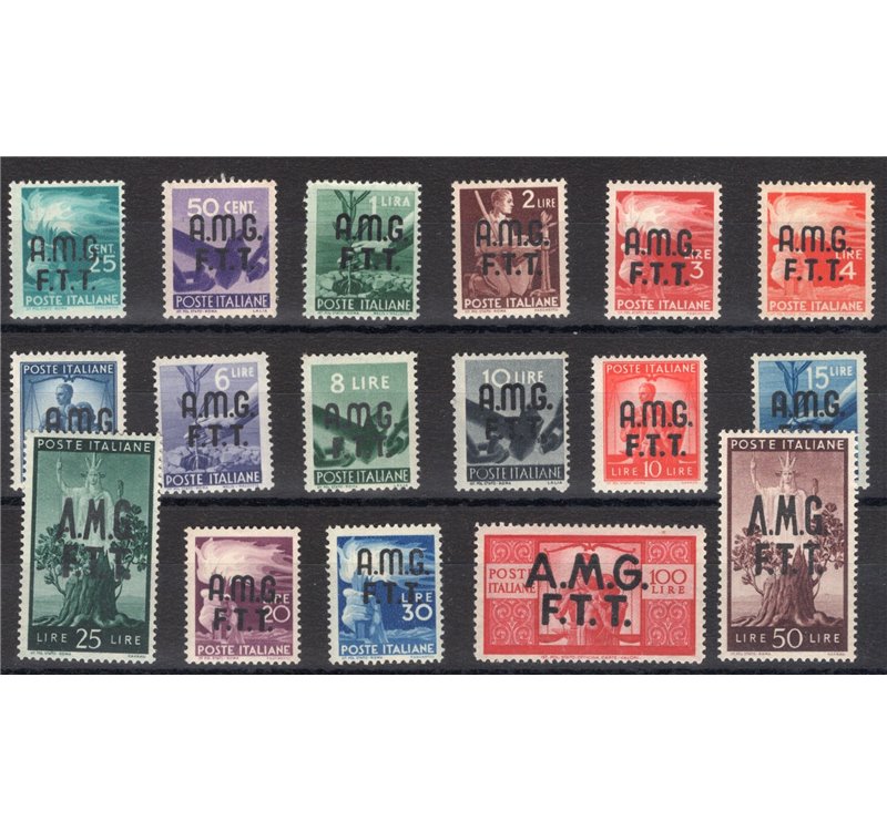 1947/48 - Trieste A, Democratica, serie n° 1/17. Cert.: IC. Cat. € 600 (**)
