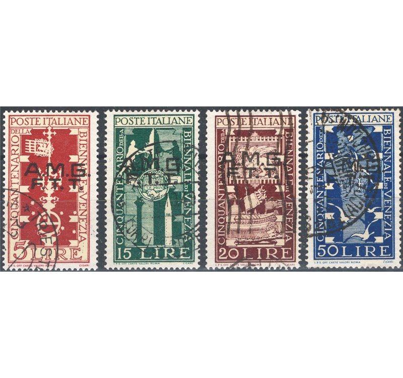 1949 - Trieste A, Biennale di Venezia, serie n° 35/38. Cat. € 50 (U)
