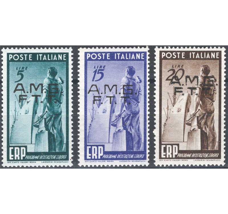 1949 - Trieste A, E.R.P., serie n° 43/45. Cat. € 50 (**)