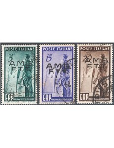1949 - Trieste A, E.R.P., serie n° 43/45. Cat. € 50 (U)