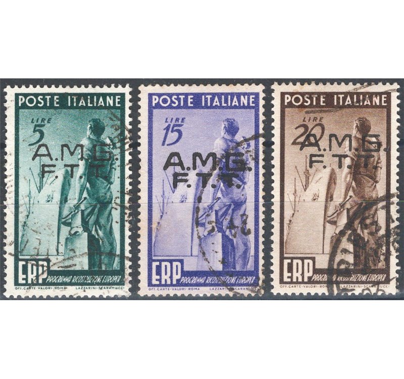 1949 - Trieste A, E.R.P., serie n° 43/45. Cat. € 50 (U)