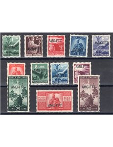 1949/50 - Trieste A, Democratica, serie n° 56/67. Cert.: IC. Cat. € 450 (**)