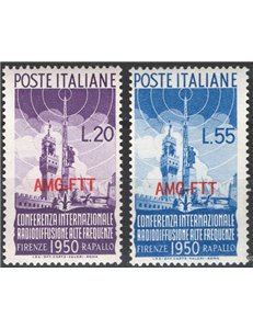 1950 - Trieste A, Radiodiffusione, serie n° 76/77. Cat. € 60 (**)