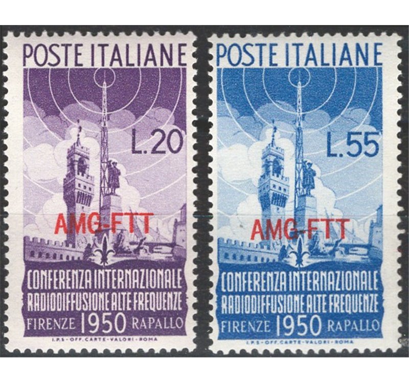 1950 - Trieste A, Radiodiffusione, serie n° 76/77. Cat. € 60 (**)