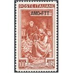 1950 - Trieste A, Italia al lavoro 100 £ bruno rosso dent. 14¼x13¼ con trattino della soprast. largo, pos. DB, n° 106/II. Cert.: