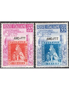 1951 - Trieste A, Toscana, serie n° 108/09. Cat. € 100 (**)