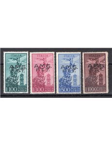 1948 - Trieste A, P.A. Campidoglio, serie n° 13/16 con soprast. su due righe. Cat. € 700 (**)