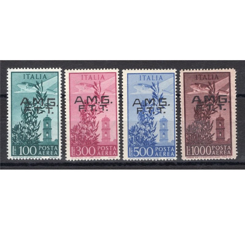 1948 - Trieste A, P.A. Campidoglio, serie n° 13/16 con soprast. su due righe. Cat. € 700 (**)