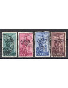 1948 - Trieste A, P.A. Campidoglio serie n° 13/16 con soprast. su due righe. Cert.: Biondi. Cat. € 700 (U)
