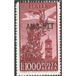 1952 - Trieste A, P.A. Campidoglio 1.000 £ bruno rosso dent. 14x13¼, n° 26A. Cert.: IC. Cat. € 320 (**)