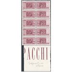 1949 - Trieste A, Pacchi postali 20 £ lilla in striscia verticale di 5 con soprast. in albino, n° 19 (**)