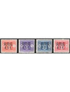 1947 - Trieste, Segnatasse sabaudo, serie n° 1/4. Cat. € 70 (**)