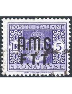 1947 - Trieste A, Segnatasse Stemma sabaudo 5 £ violetto senza filigrana, n° 4A. Cert.: IC. Cat. € 900 (**)