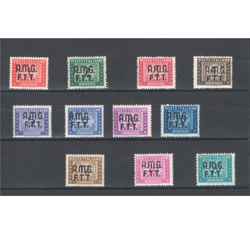 1947/49 - Trieste A, Segnatasse, serie n° 5/15. Cert.: IC. Cat. € 1.500 (**)