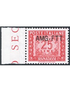 1954 - Trieste A, Segnatasse 25 £ rosso bruno con soprast. modificata, n° 25A con ottima centratura. Cert.: IC. Cat. € 675 (**)