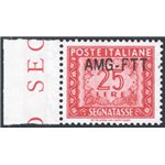 1954 - Trieste A, Segnatasse 25 £ rosso bruno con soprast. modificata, n° 25A con ottima centratura. Cert.: IC. Cat. € 675 (**)
