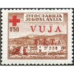 1948 - Trieste B, Croce Rossa 2 £ su 0,50 d. bruno in rosso con soprast. "Vuja S.t.t. 2 L.", n° 4A. Cert.: Biondi. Cat. € 16.000