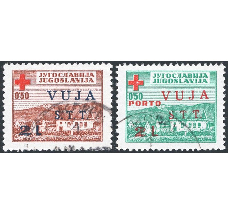 1948 - Trieste B, Croce Rossa, serie n° 4/5. Cert.: IC. Cat. € 900 (U)