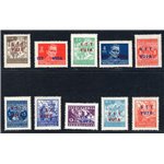 1949 - Trieste B, Soggetti vari, serie n° 7/16. Cert.: IC. Cat. € 280 (**)